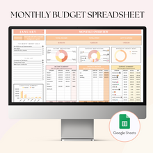 Load image into Gallery viewer, Google Sheets Monthly Budget Spreadsheet!
